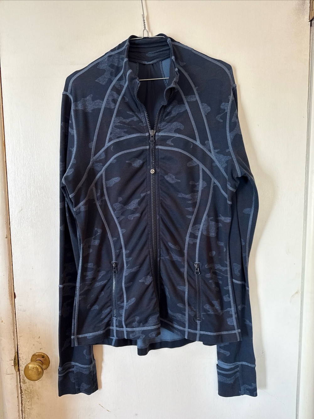Lululemon Define Zip Up Jacket Blue Camouflage Full Zip Nulu | Women’s Sz 10